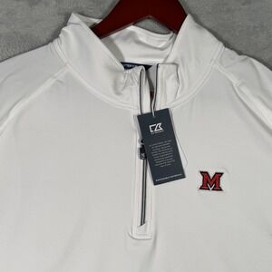 Miami RedHawks 1/4 Zip Sweatshirt Mens 2XL White NCAA Golf Cutter & Buck